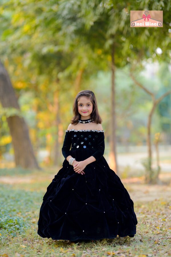 Black velvet, off the shoulder ball gown, long formal dress with sleeves, gothic dark black fairy costume, for birthday, prom, wedding etc