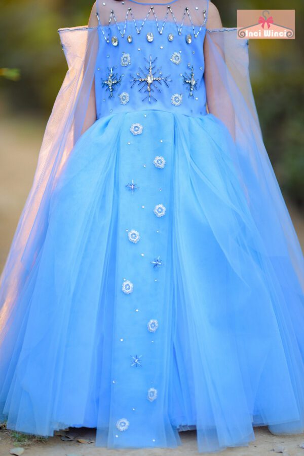 Elsa Blue Frozen Fever Tulle Dress, Disney Fairy Costume, Fairy Tale Ball Gown, for baby girls, birthday, prom, wedding, christening