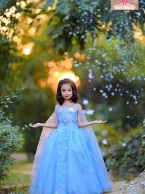 Elsa Blue Frozen Fever Tulle Dress, Disney Fairy Costume, Fairy Tale Ball Gown, for baby girls, birthday, prom, wedding, christening