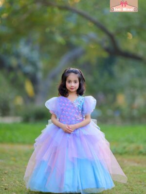 Tulle Dress Frock, Pink, Purple, Lavender, Blue Colour Fairy Costume, Royal Ball Gown with Puffy Sleeves, for birthday, prom, wedding etc.