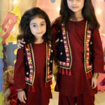 Baby girl Pakistani Summer Cotton Three Piece Mehendi Green and Maroon Dress with Black Koti Beautiful New Design Casual Eid Special Latest New Style Fancy Dress Birthday Party Punjabi Formal Dress