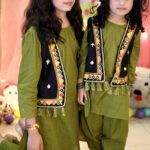Baby girl Pakistani Summer Cotton Three Piece Mehendi Green and Maroon Dress with Black Koti Beautiful New Design Casual Eid Special Latest New Style Fancy Dress Birthday Party Punjabi Formal Dress