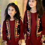 Baby girl Pakistani Summer Cotton Three Piece Mehendi Green and Maroon Dress with Black Koti Beautiful New Design Casual Eid Special Latest New Style Fancy Dress Birthday Party Punjabi Formal Dress