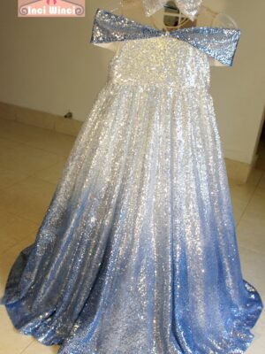 Elsa Blue Frozen Fever Tulle Dress, Disney Fairy Costume, Fairy Tale Ball Gown, for baby girls, birthday, prom, wedding, christening