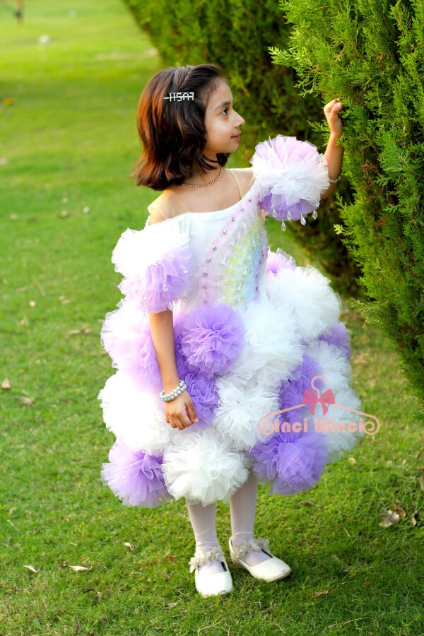 Purple White Rainbow Cloud Baby Girl Knee Length Tulle Net Tutu Dress