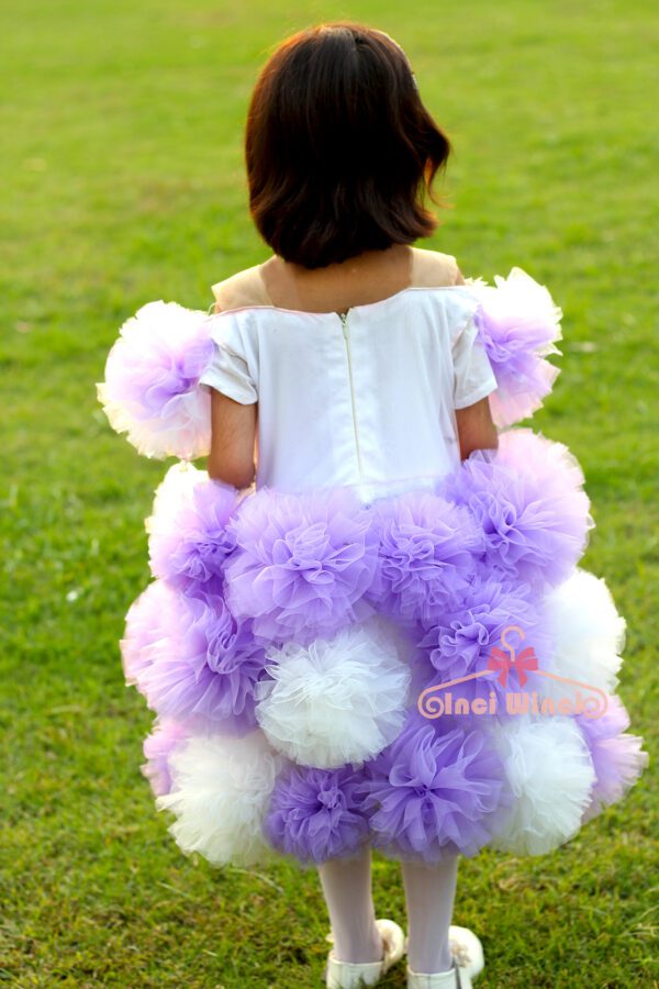 Purple White Rainbow Cloud Baby Girl Knee Length Tulle Net Tutu Dress