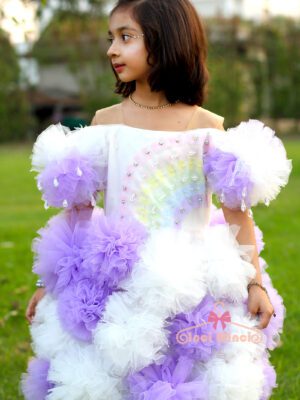Purple White Rainbow Cloud Baby Girl Knee Length Tulle Net Tutu Dress