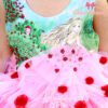 New Style Pink Red Baby Girl Teenage Kids Fancy Maxi Printed Long High Low Tail Frill Ferry Net Frock Design for Birthday Eid Western Part Wear - Image 5