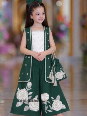 14-August-Baby-Girl-Cotton-Dress-Green-White-Floral-Hand-Painted
